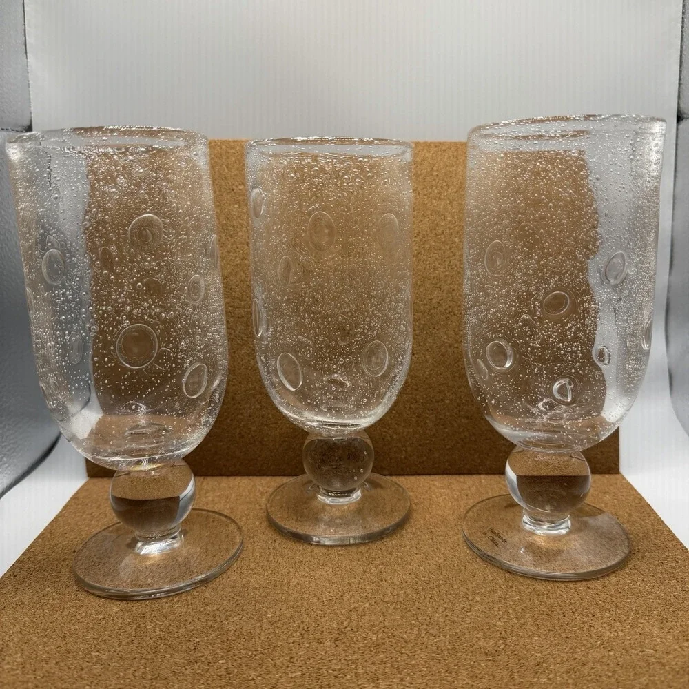 Southern Living Bella Luna Water Goblets/Glasses Bubble Glass 7.25